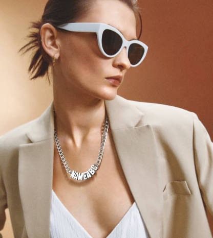 Collier Chaîne avec Nom Gravé Pendentif Personnalisé 