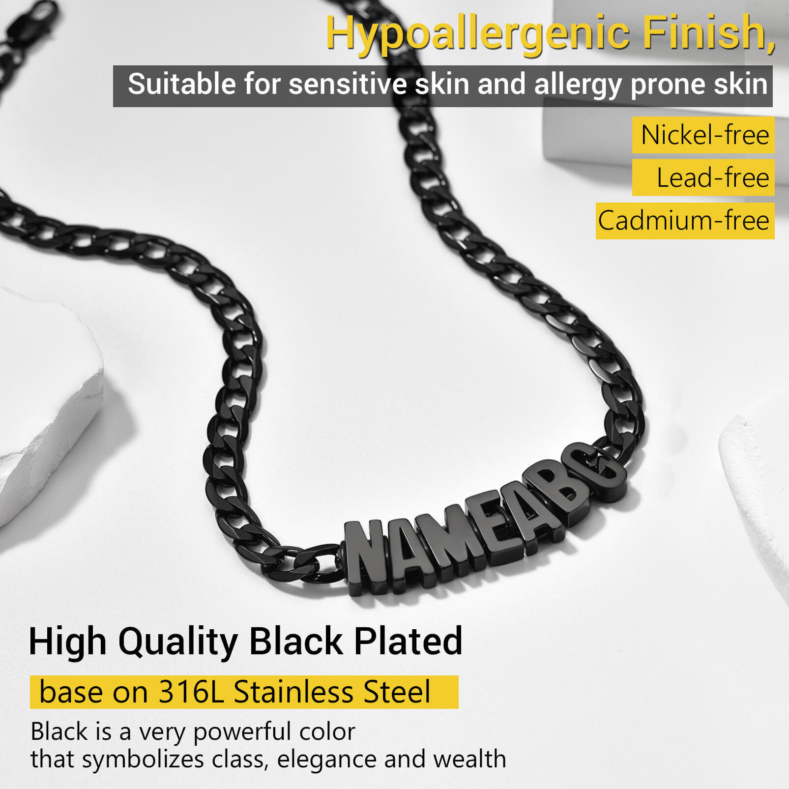 Collier Chaîne avec Nom Gravé Pendentif Personnalisé 