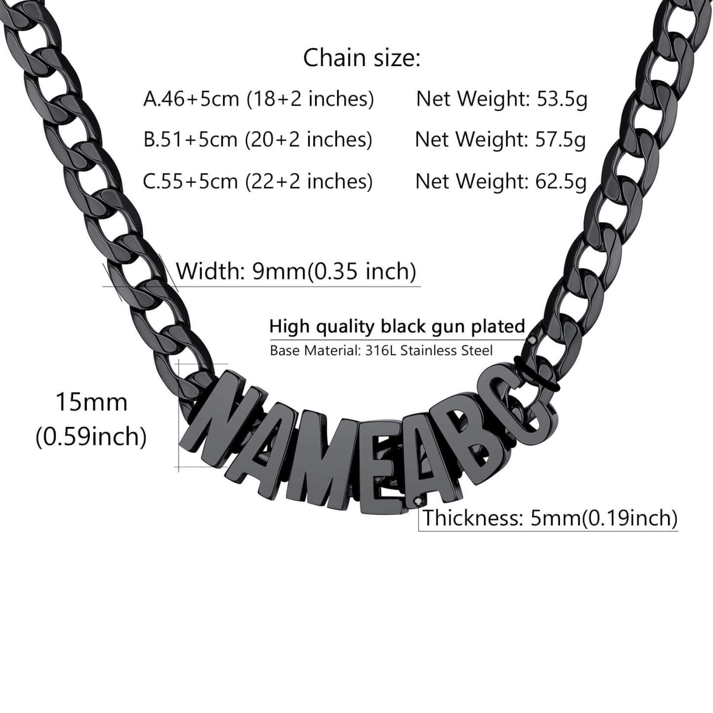 Collier Chaîne avec Nom Gravé Pendentif Personnalisé 