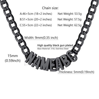 Collier Chaîne avec Nom Gravé Pendentif Personnalisé 