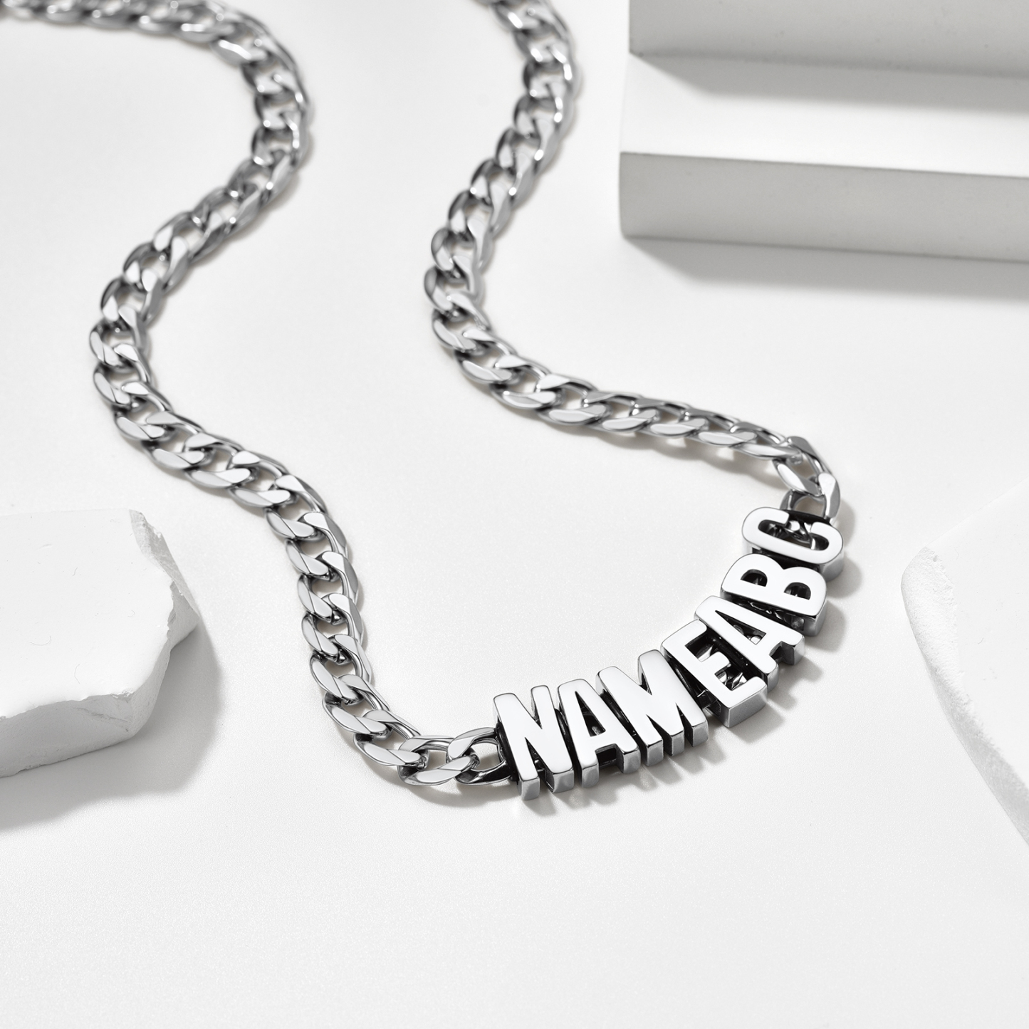 Collier Chaîne avec Nom Gravé Pendentif Personnalisé 