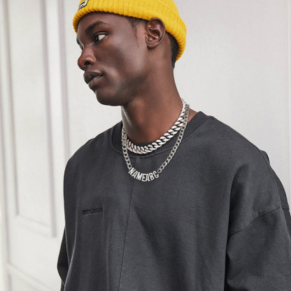 Collier Chaîne avec Nom Gravé Pendentif Personnalisé 