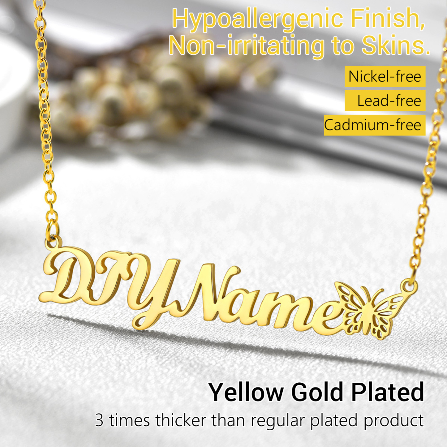 Collier Chaîne avec Préom et Papillon détail