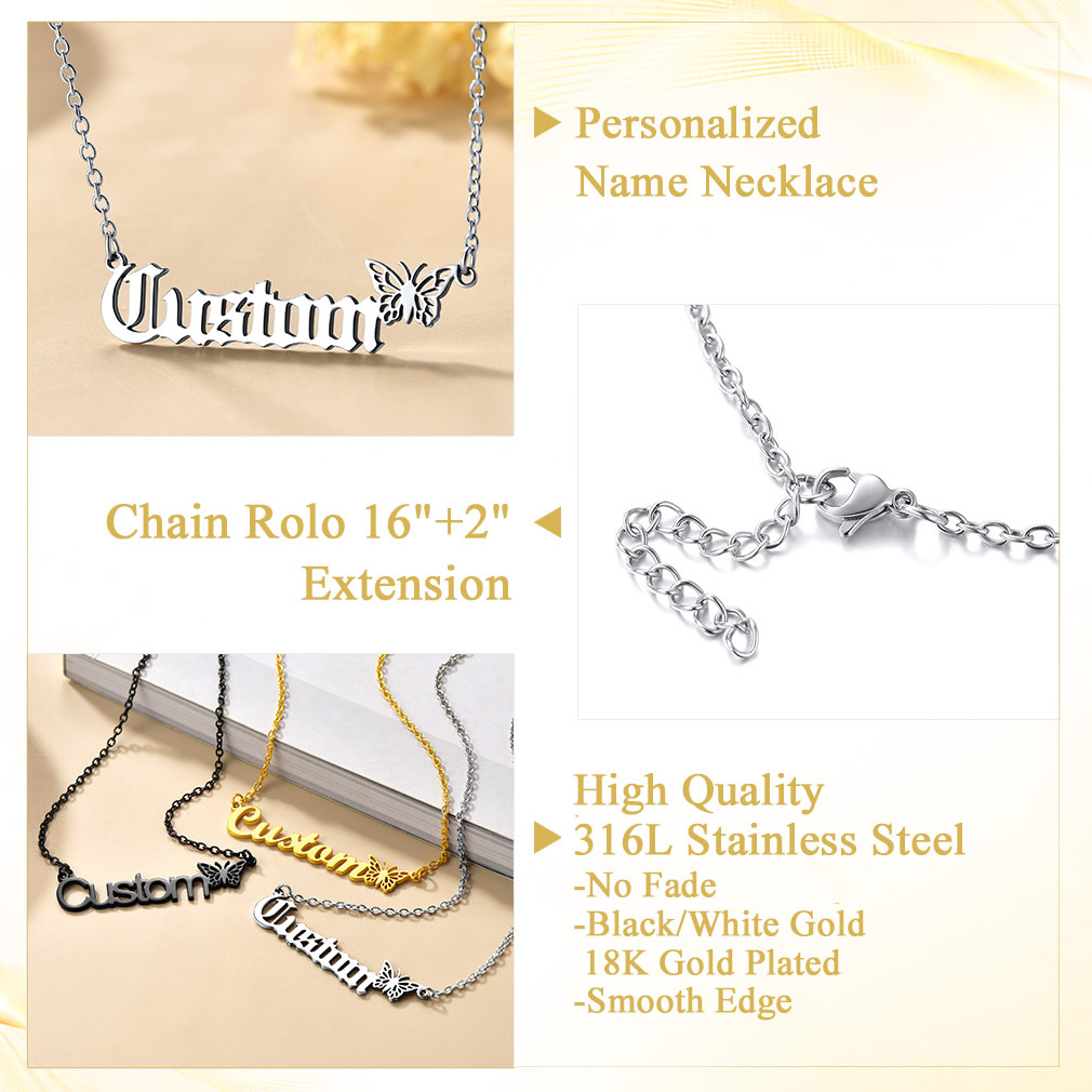 Collier Chaîne avec Préom et Papillon détail