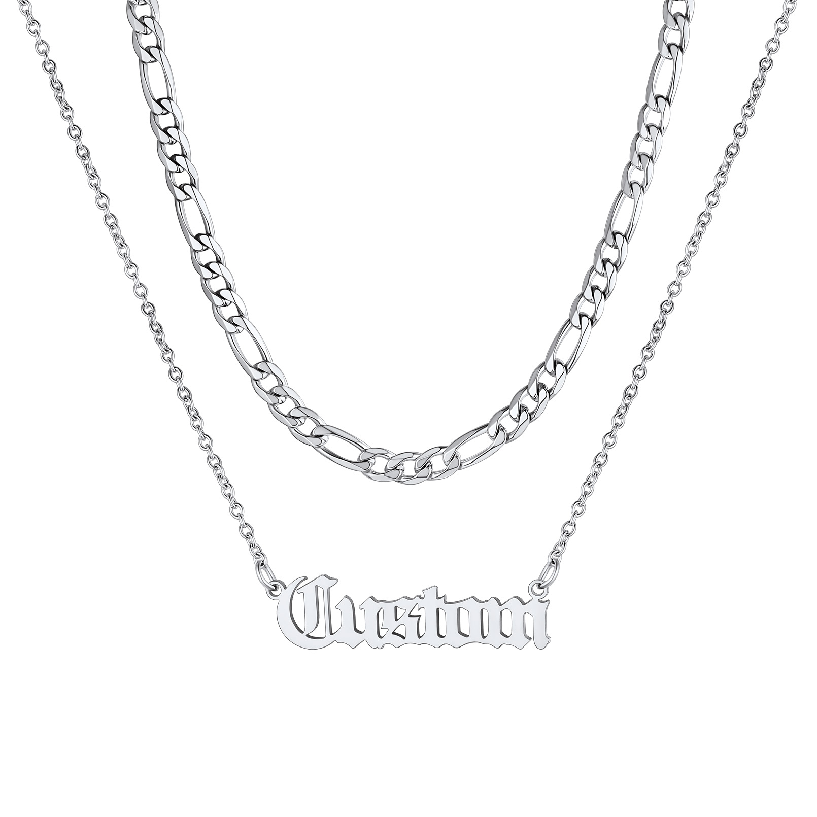 Collier Chaîne Figaro Personnalisé à Couches avec Prénom