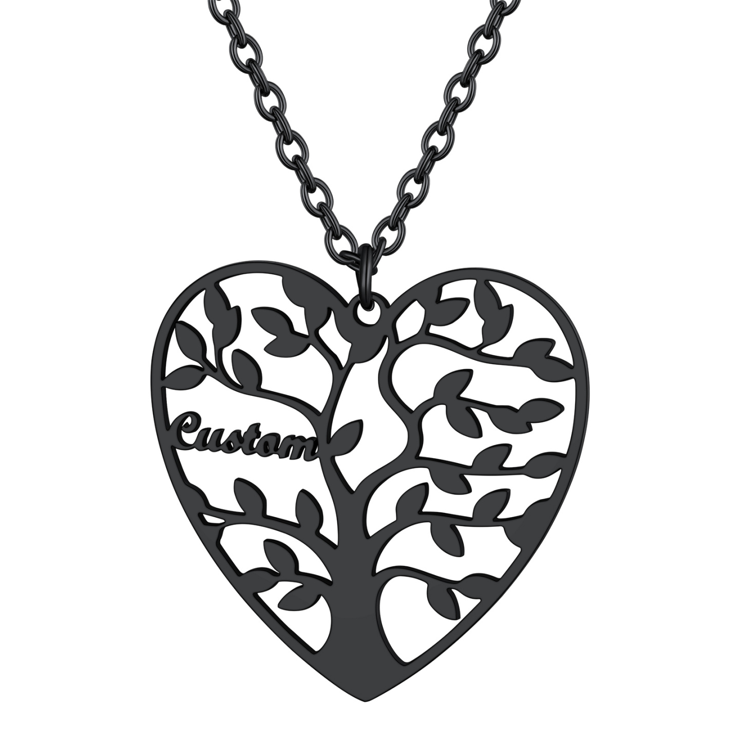 Collier Coeur Personnalisé avec Pendentif Arbre de Vie et Prénoms
