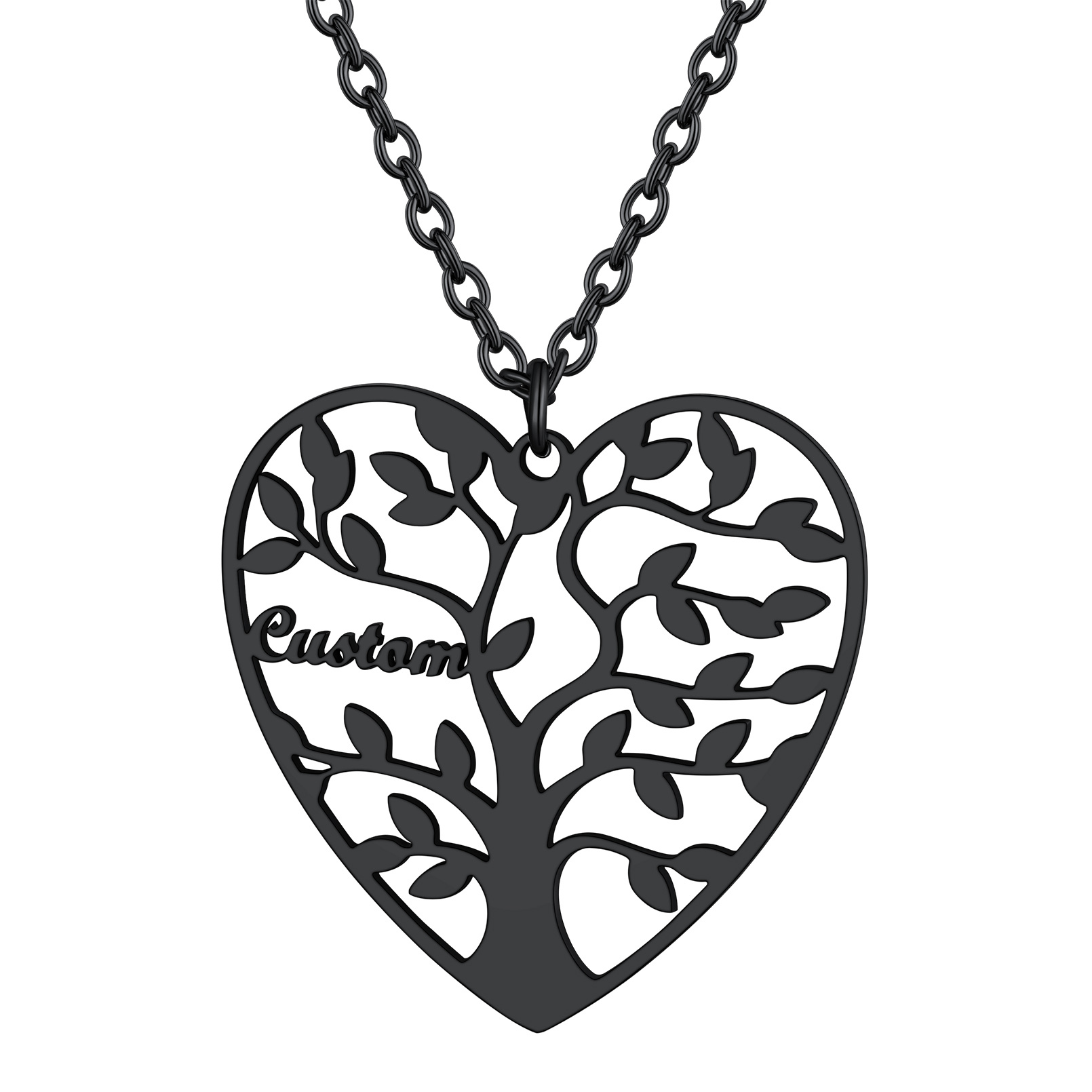 Collier Coeur Personnalisé avec Pendentif Arbre de Vie et Prénoms