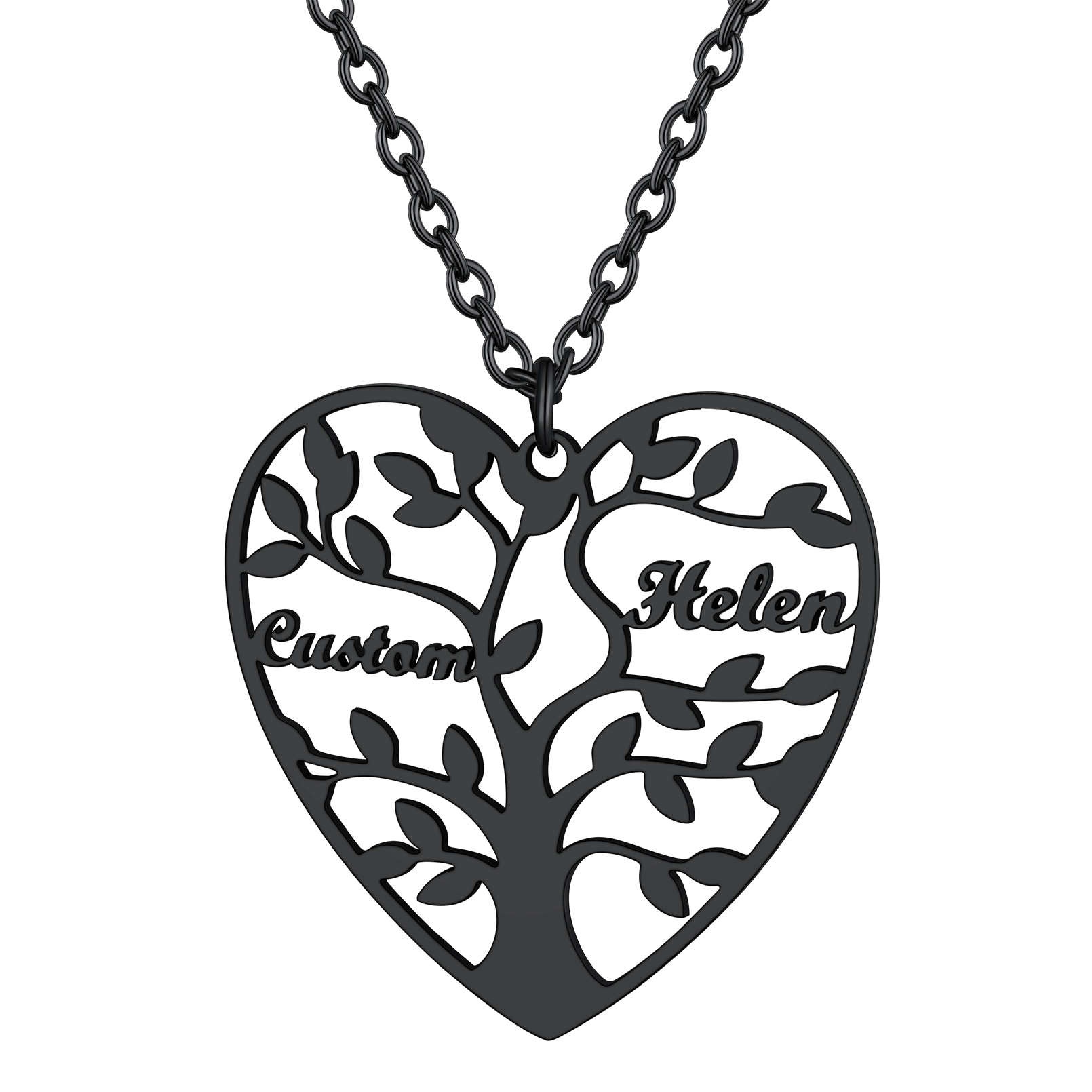 Collier Coeur Personnalisé avec Pendentif Arbre de Vie et Prénoms