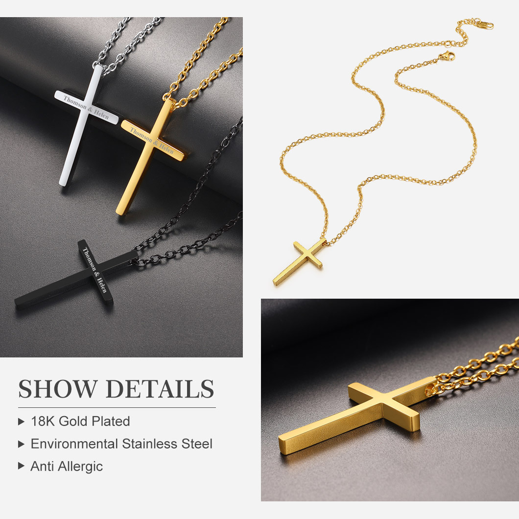 Collier Croix en Acier Inoxydable Idées Cadeaux pour Noël