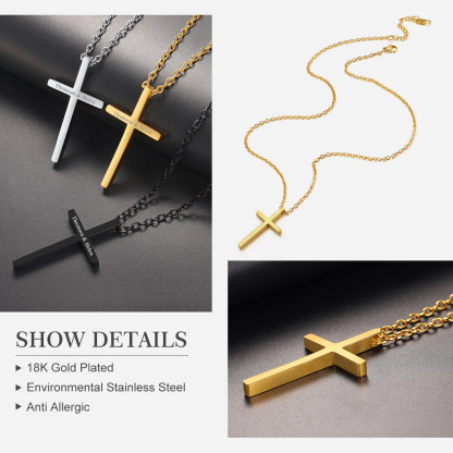 Collier Croix en Acier Inoxydable Idées Cadeaux pour Noël