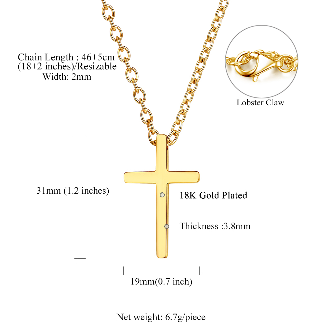 Collier Croix Classique en Acier Inoxydable Taille 