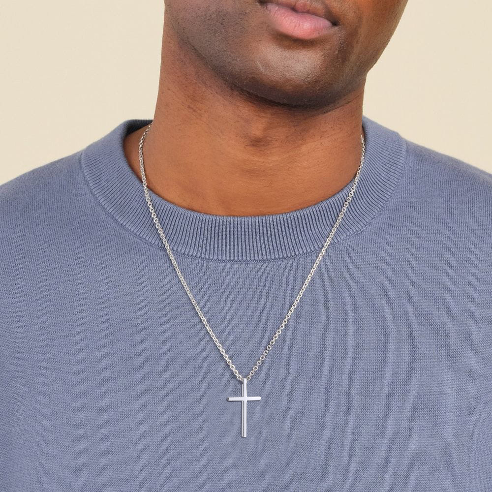 Collier Croix Classique en Acier Inoxydable cadeau noël homme