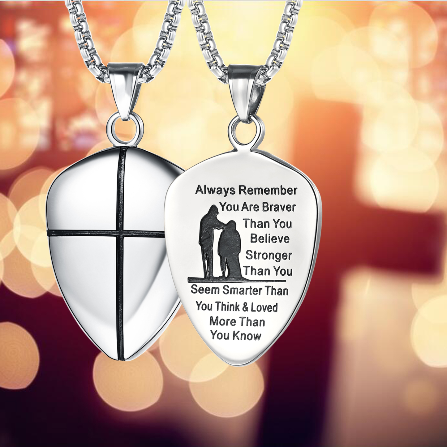 Collier Croix d'Encouragement pour Papa Verset Josué 1:9 Collier Bouclier