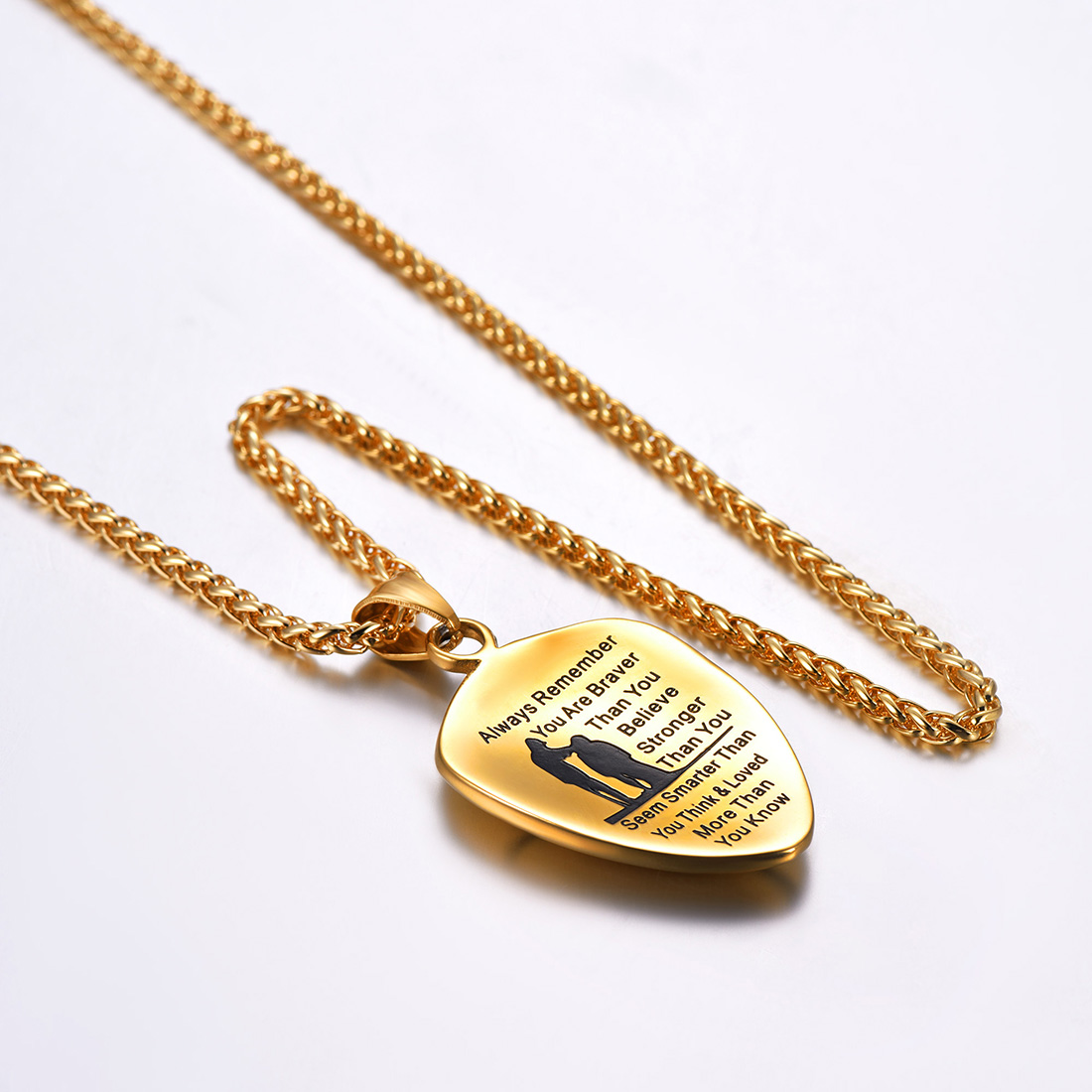 Vente Flash Collier Croix d'Encouragement pour Papa Verset Josué 1:9 Collier Bouclier or