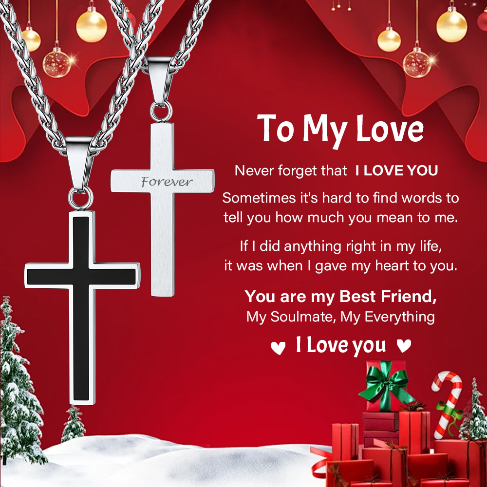 Collier Croix en Acier Inoxydable Chaîne Blé