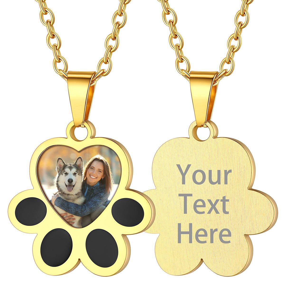 Collier Empreinte Patte Personnalisé avec Photo | Bijou Souvenir or