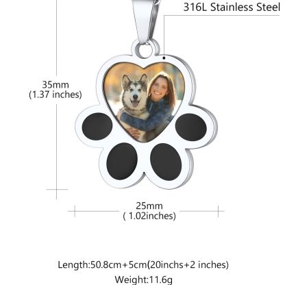 Collier Empreinte Patte Personnalisé avec Photo Bijou Souvenir taille