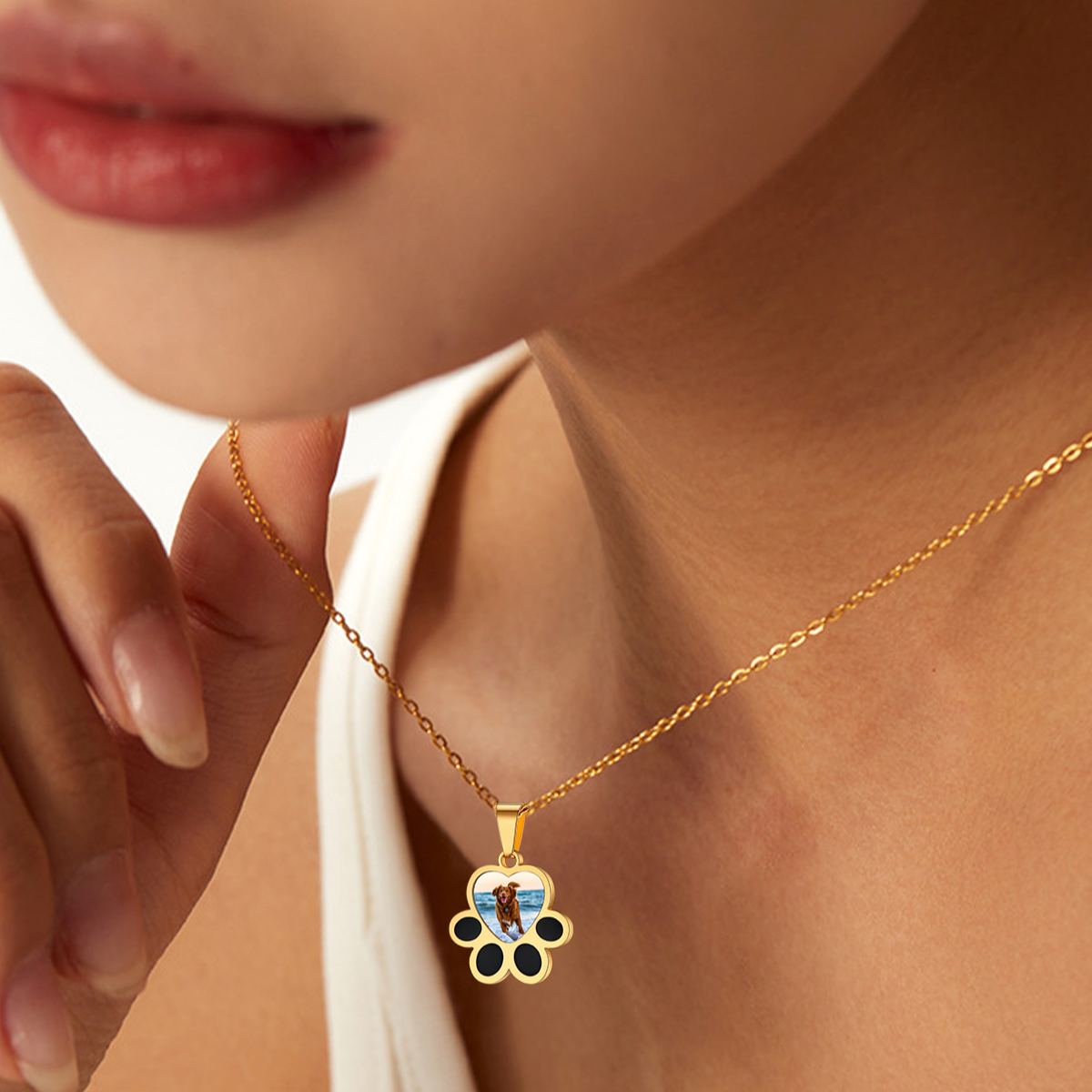 Collier Empreinte Patte Personnalisé avec Photo pour femme