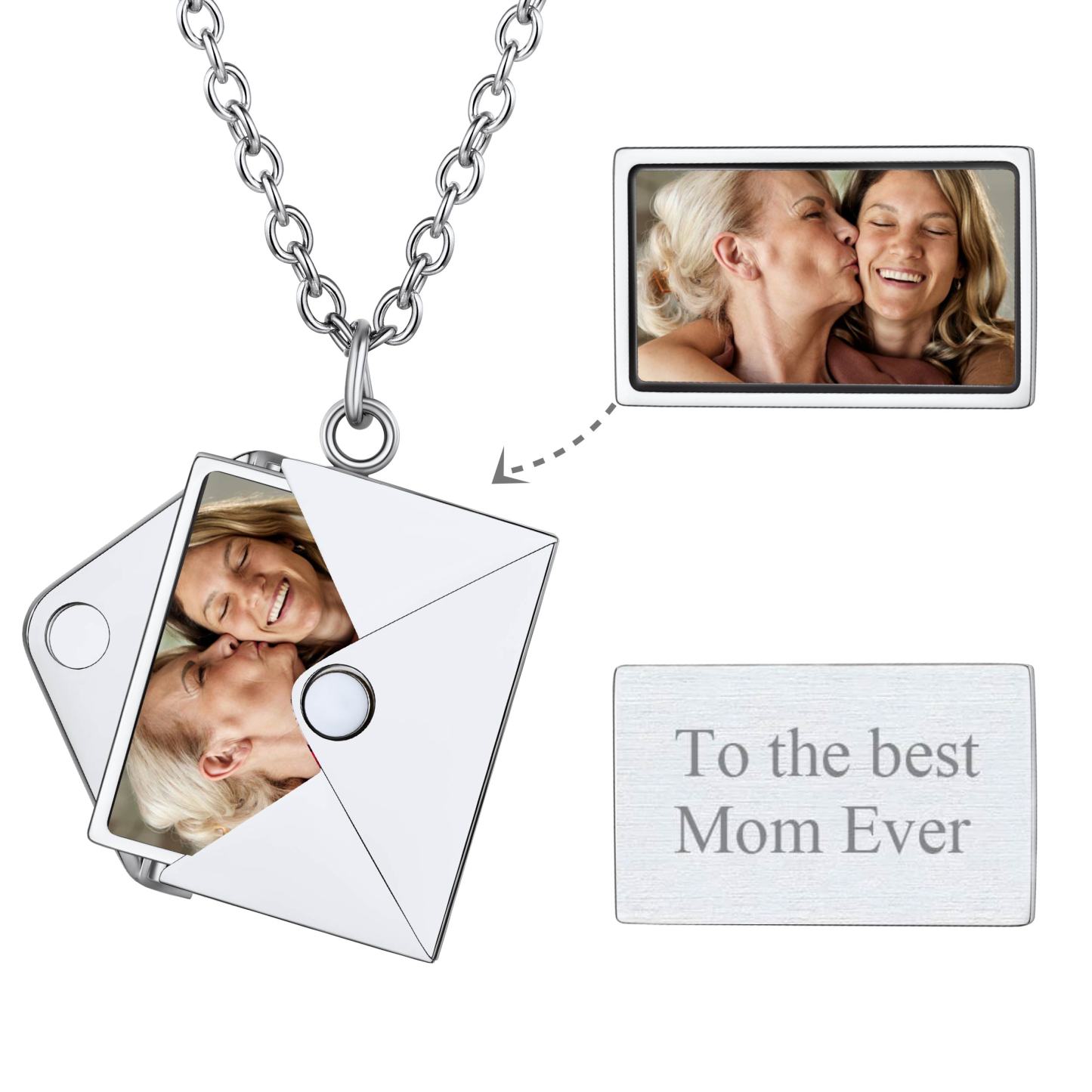 Collier Enveloppe Personnalisé avec Photo - Cadeau Fête des Mères