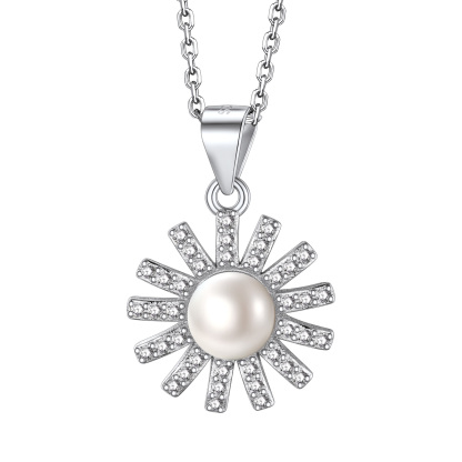 Collier Femme en Argent 925 avec Perle et Zirconium