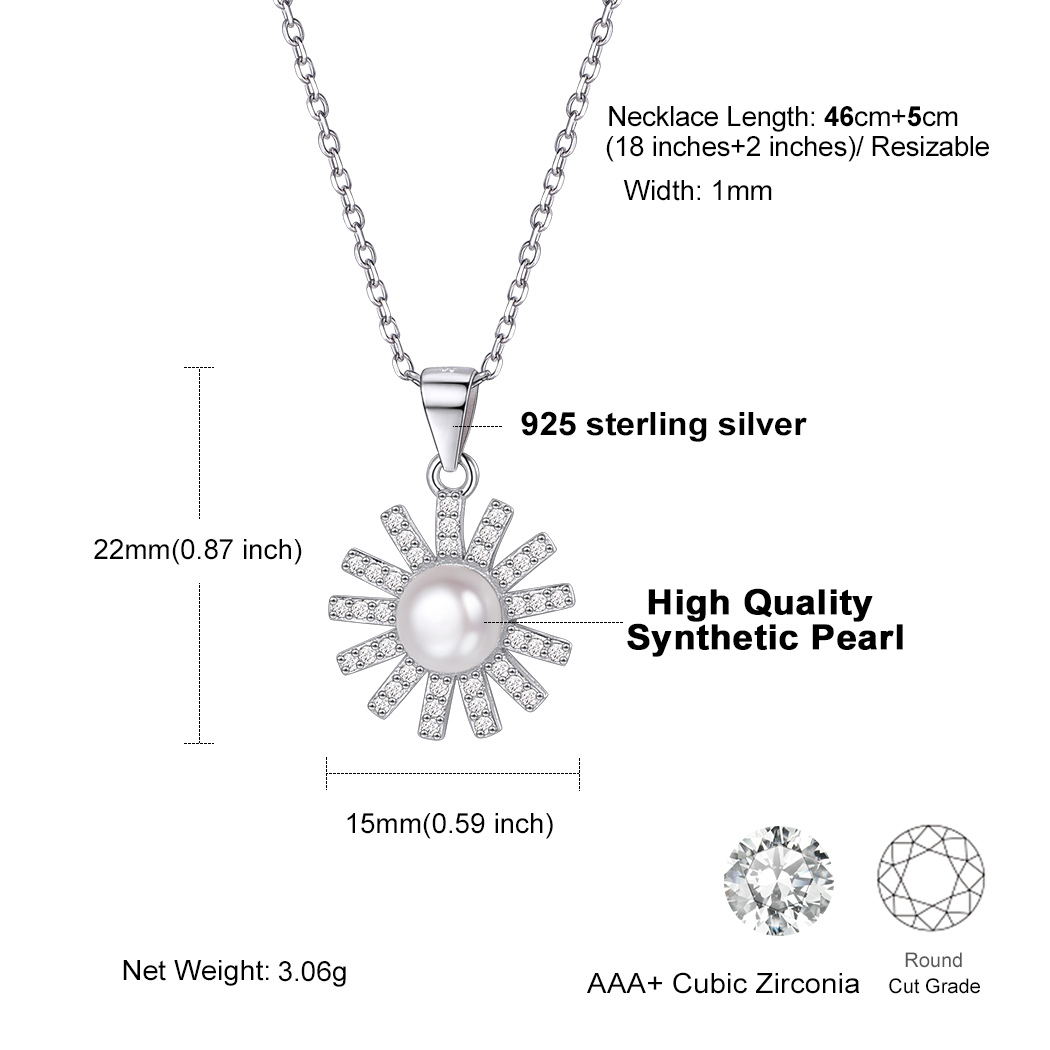 Collier Femme en Argent 925 avec Perle et Zirconium