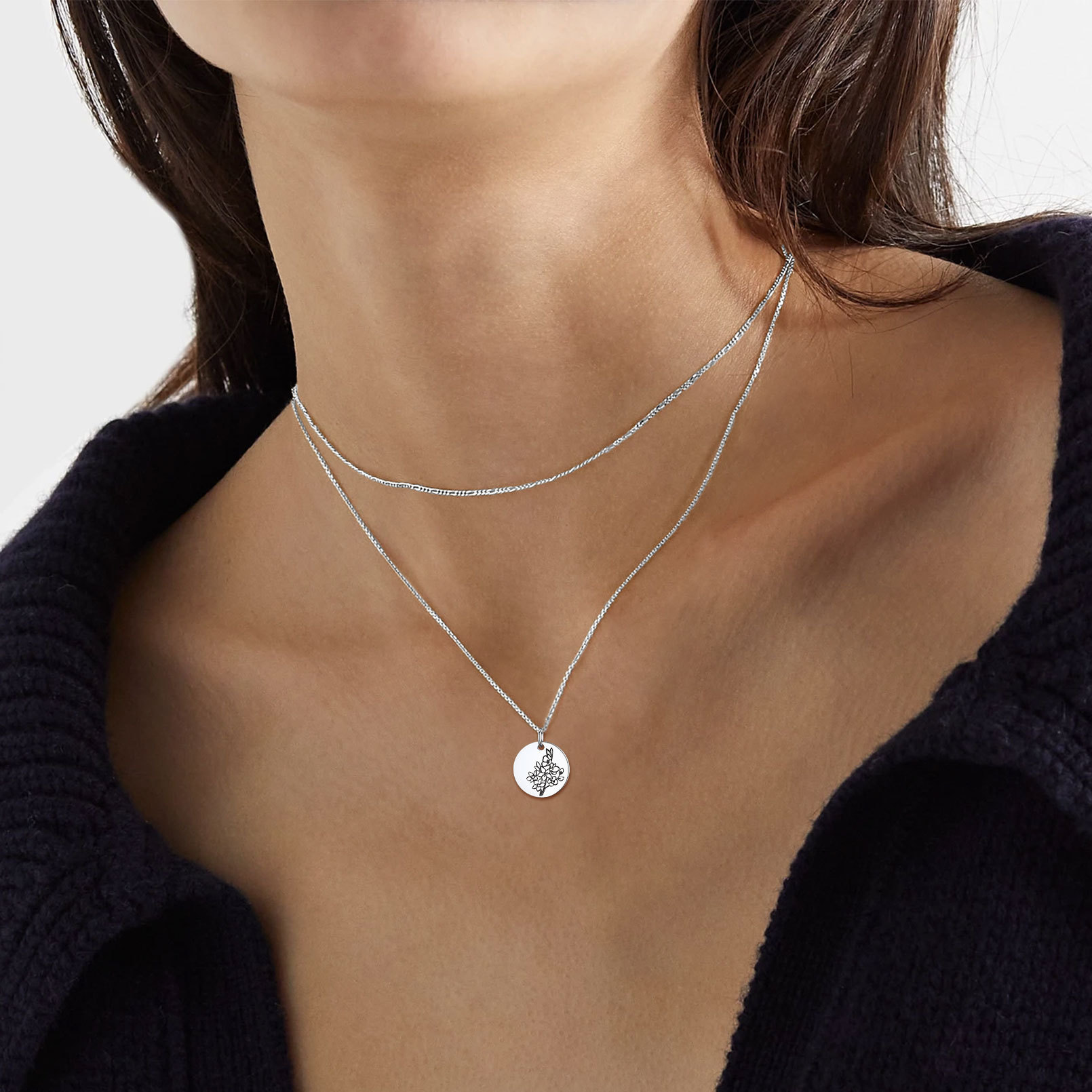 Collier Fleur de Naissance Personnalisé en Argent Sterling Modèle
