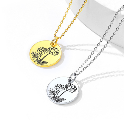 Collier Fleur de Naissance Personnalisé en Argent 925 2 Couleurs