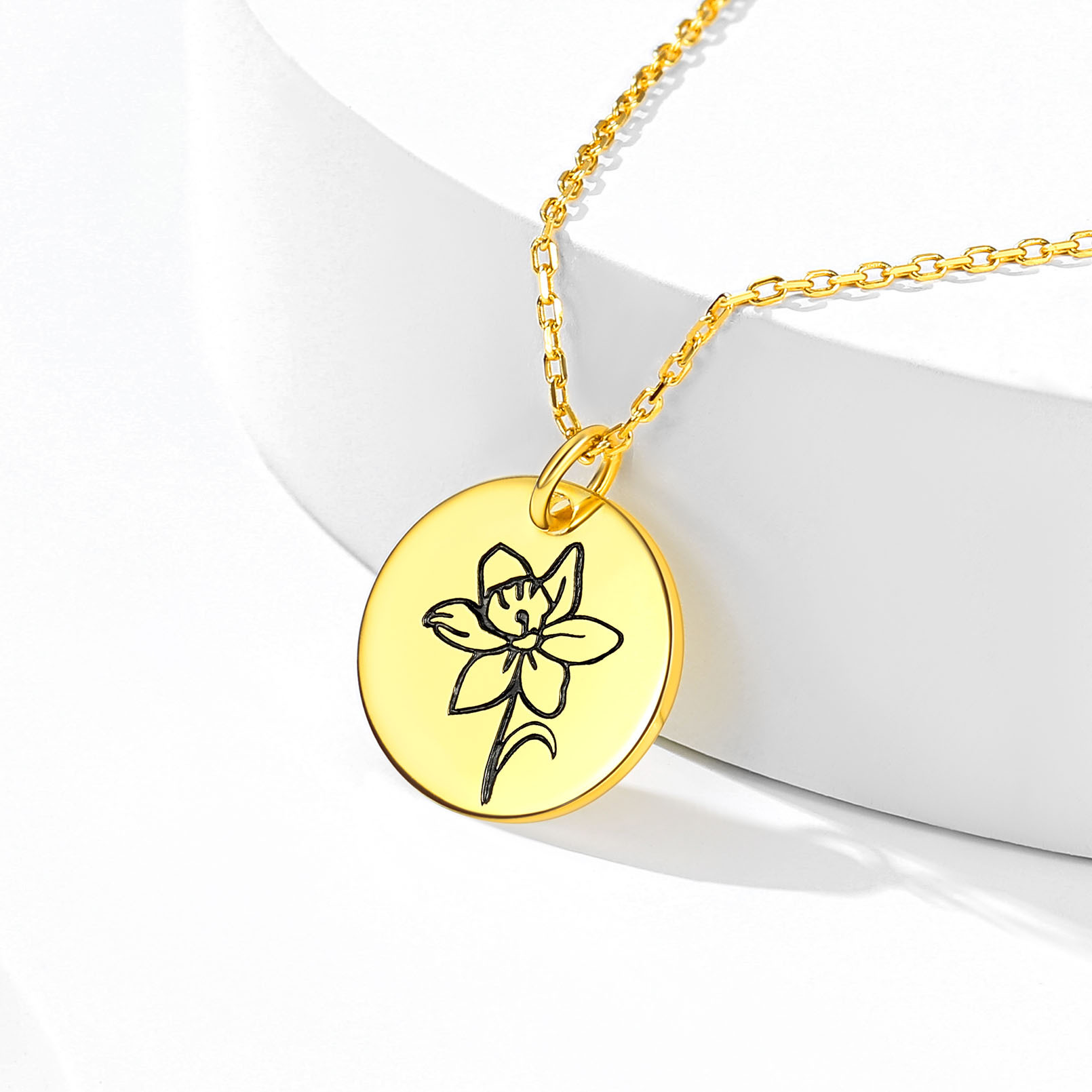 Collier Fleur de Naissance Personnalisé en Argent 925 Or