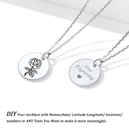 Collier Fleur de Naissance Personnalisé en Argent 925 Gravure