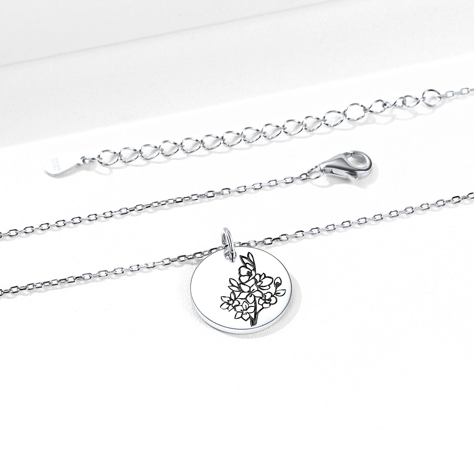 Collier Fleur de Naissance Personnalisé en Argent Sterling 925 