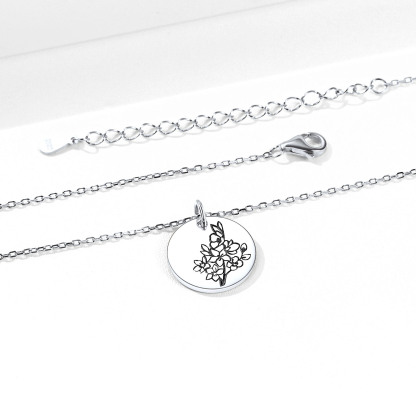 Collier Fleur de Naissance Personnalisé en Argent Sterling 925 