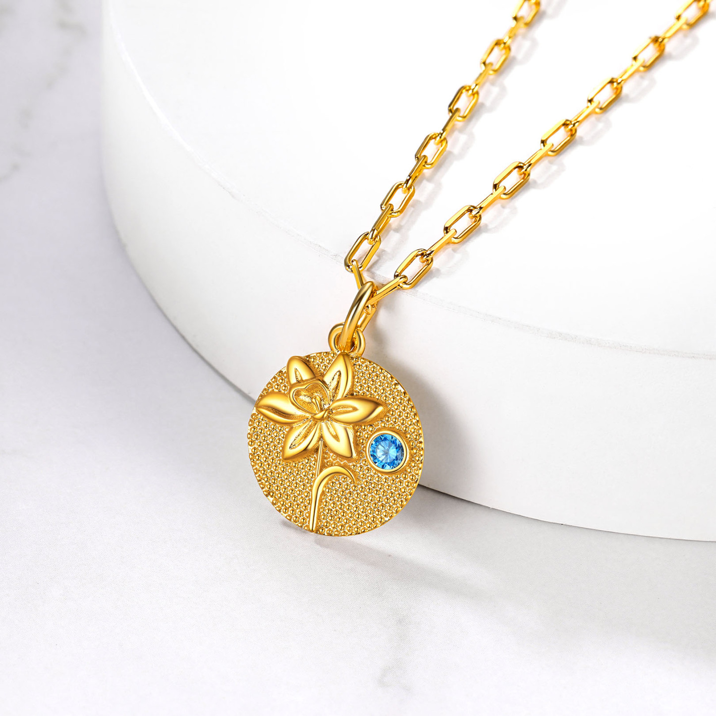 Collier Fleur de Naissance avec Pierre de Naissance Or