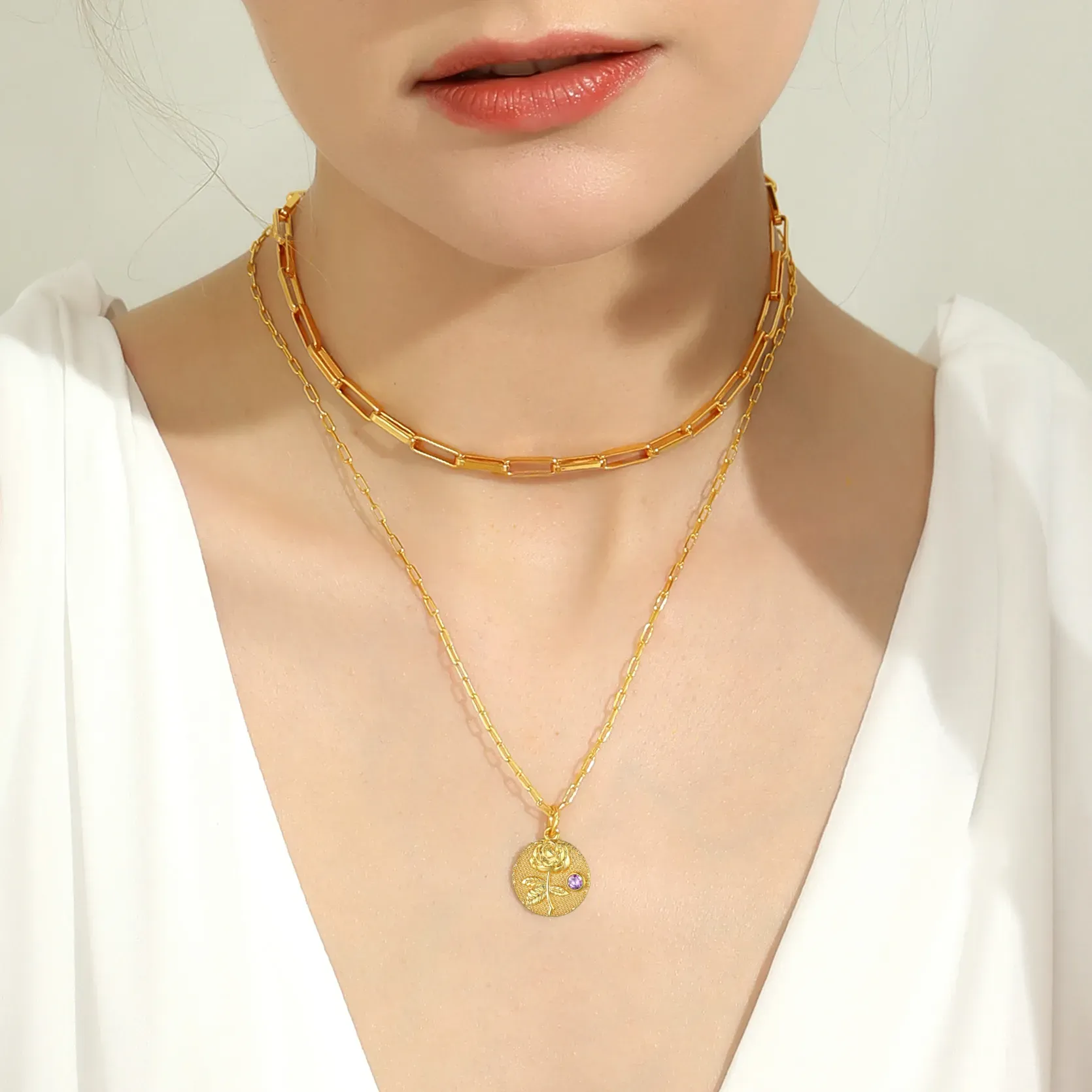 Collier Fleur de Naissance avec Pierre de Naissance Personnalisé Modèle