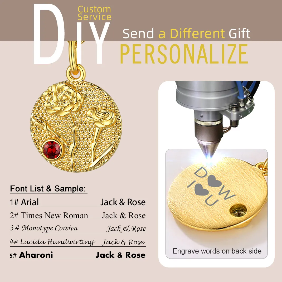 Collier Fleur de Naissance avec Pierre de Naissance Personnalisé