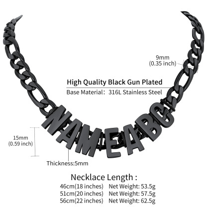 Collier Homme Chaîne Cubain Personnalisé avec Lettres taille