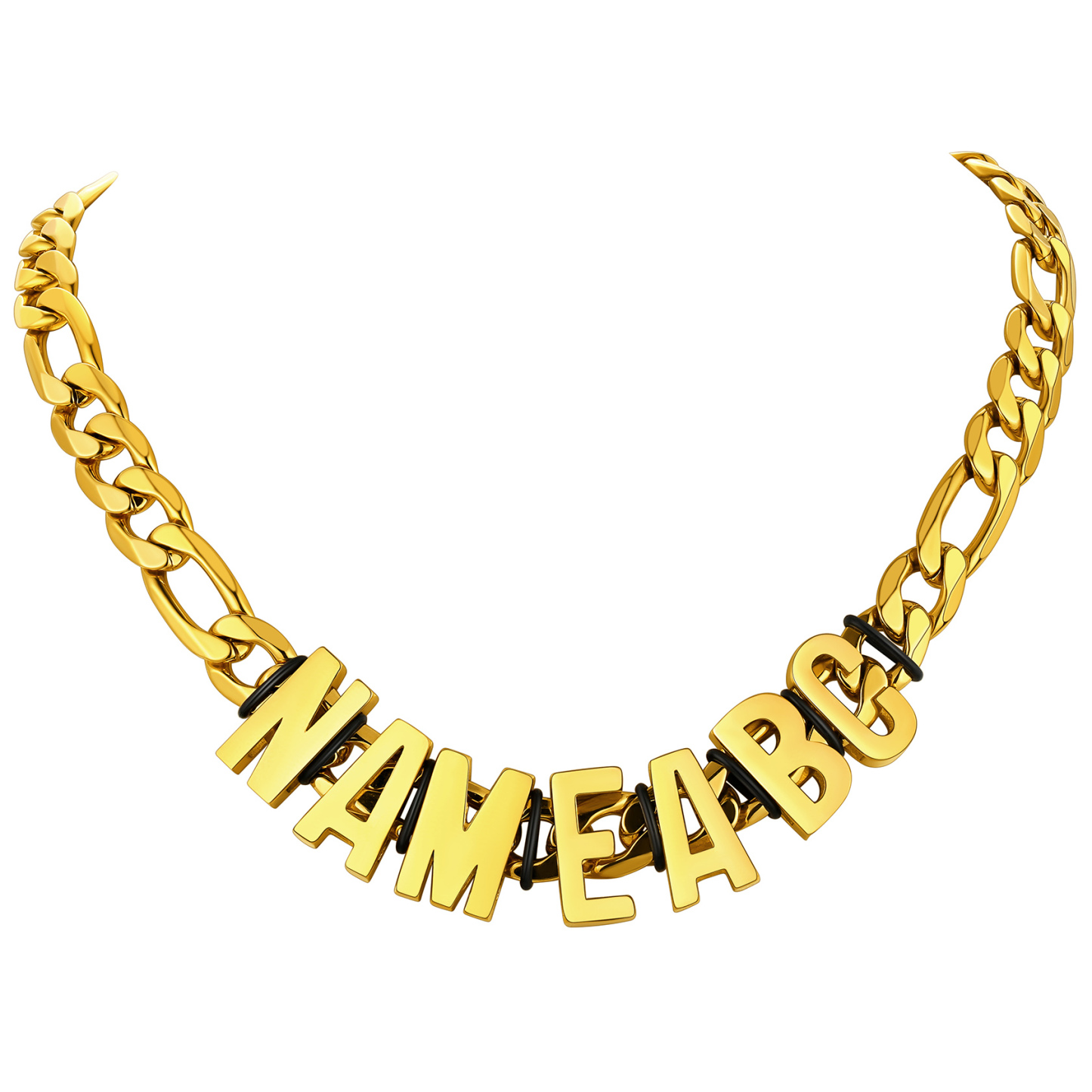 Collier Homme Chaîne Cubain Personnalisé avec Lettres or