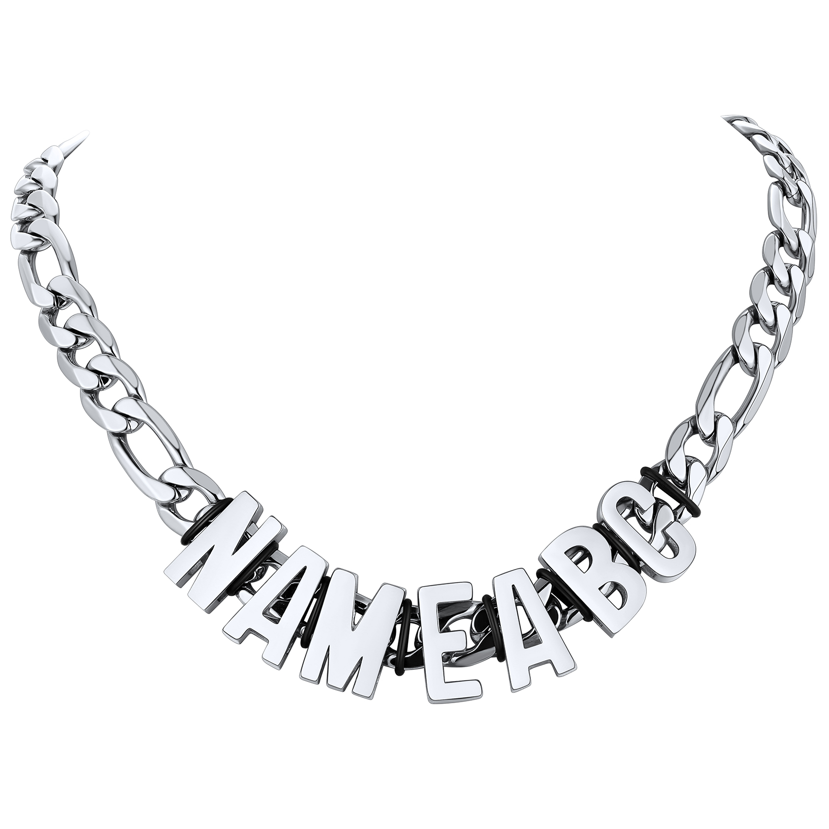 Collier Homme Chaîne Cubain Personnalisé avec Lettres