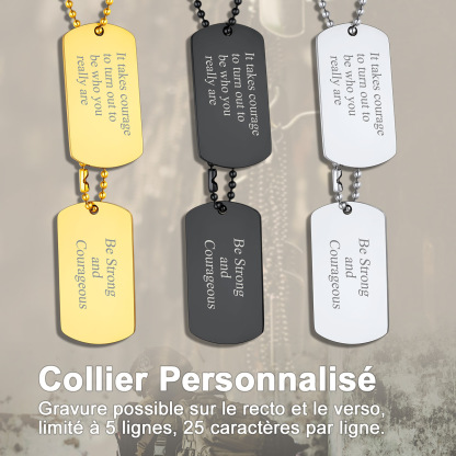 Collier Homme Militaire Personnalisé Plaque Double