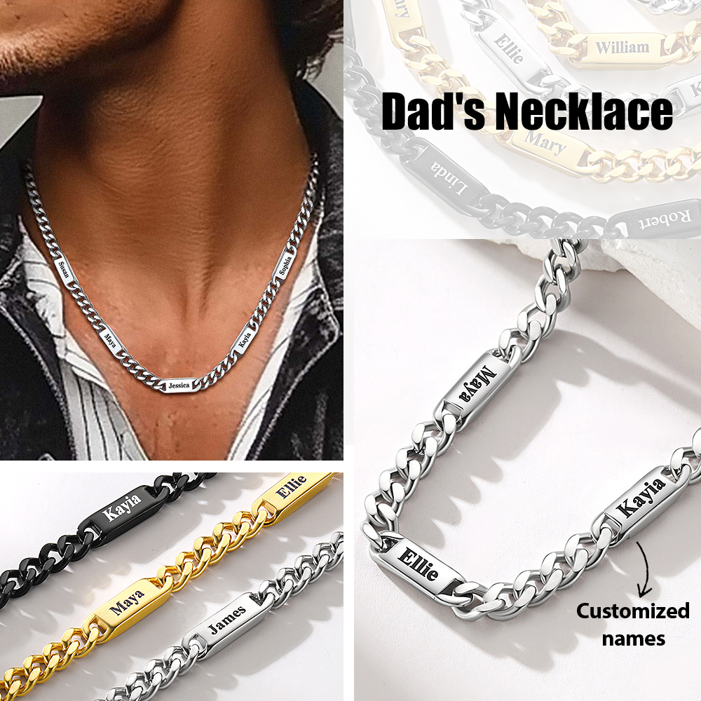 Collier Homme Personnalisé 1-5 Noms – Chaîne Cubaine