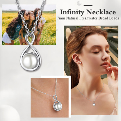 Collier pendentif Infini en Argent Sterling avec Perles pour Femme