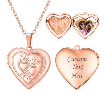 Collier Médaille Cœur Gravé Photo Or Rose