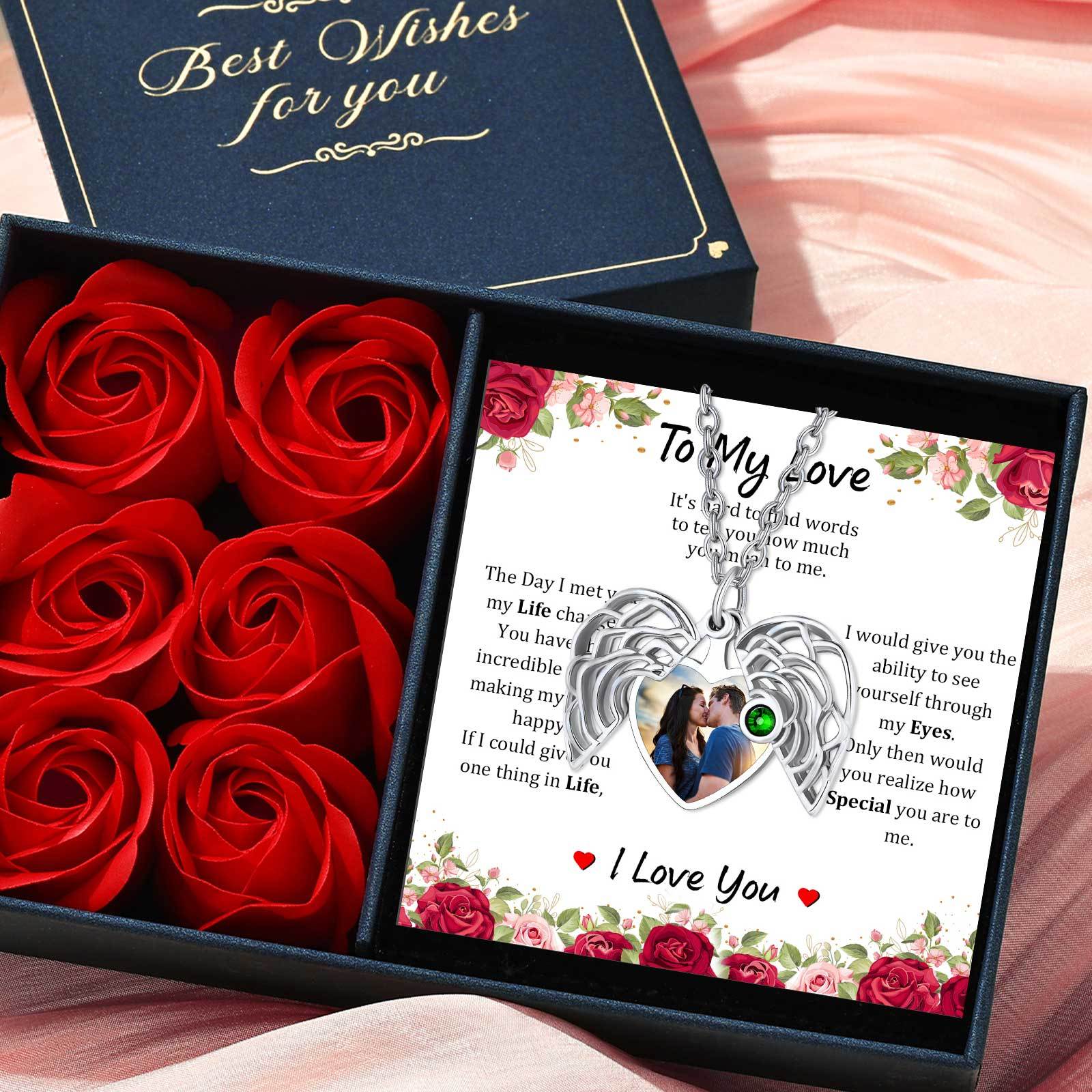 Collier Médaillon Cœur Photo Personnalisé avec Pierre de Naissance avec carte