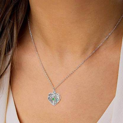 Collier Médaillon Cœur Photo Personnalisé avec Pierre de Naissance pour femme