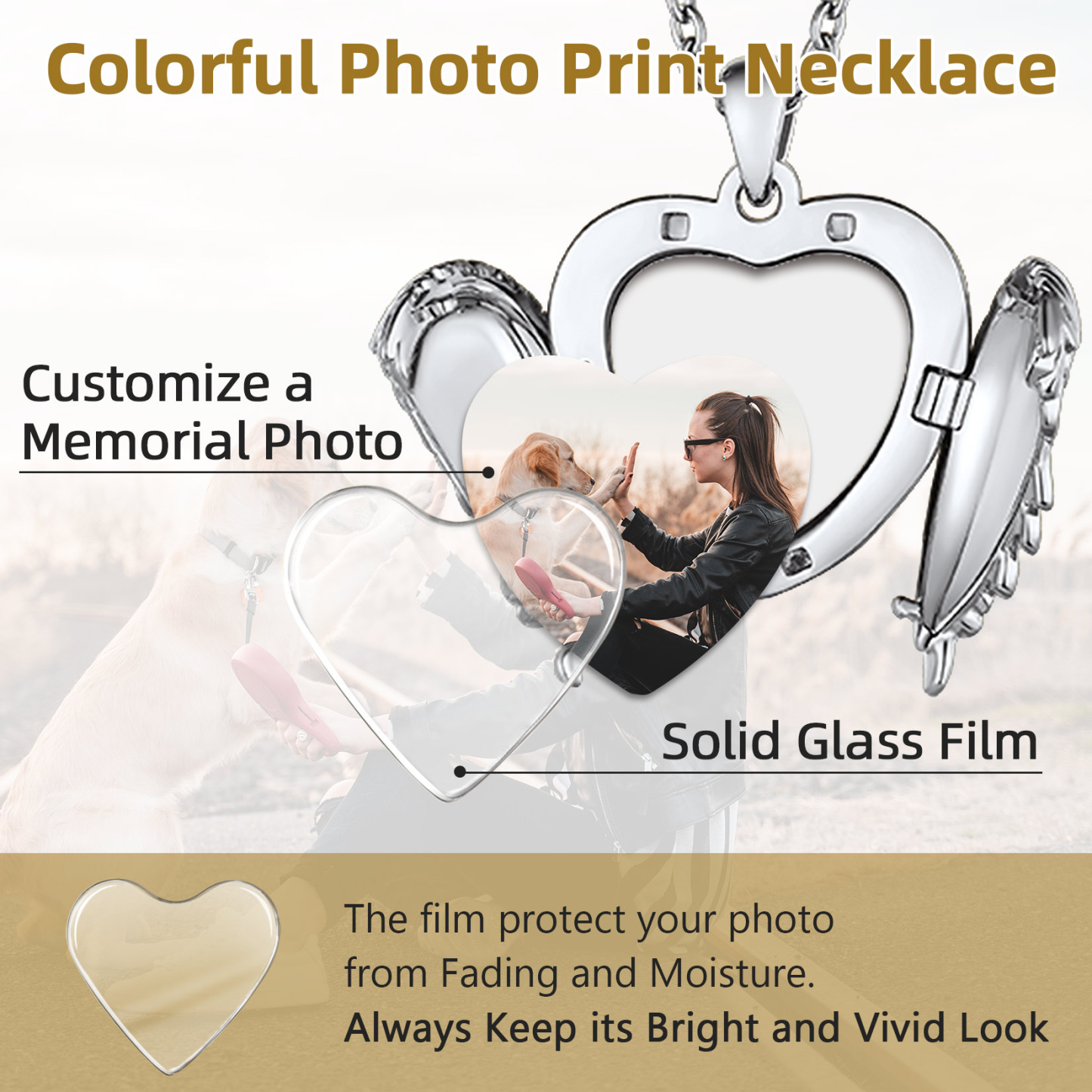 Collier Médaillon Cœur avec Photo détail