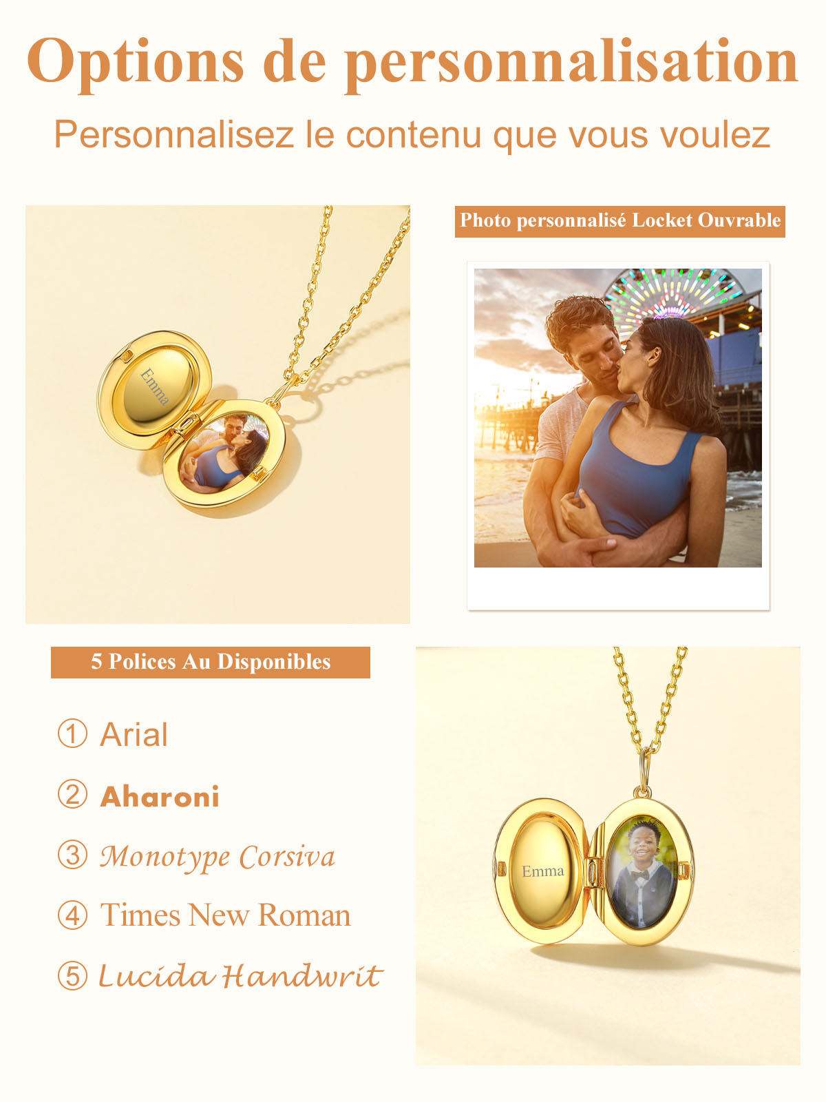 Collier-Médaillon-Ovale-Personnalisé-Photo-5-polices