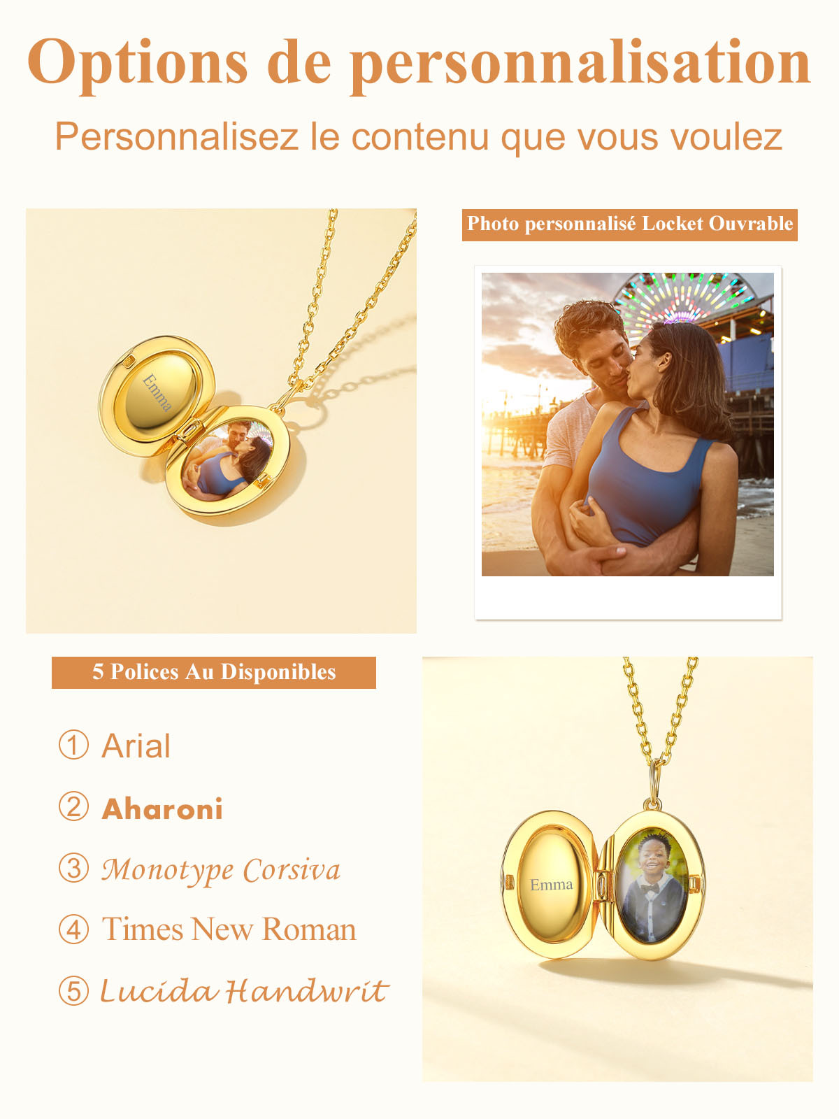 Collier-Médaillon-Ovale-Personnalisé-Photo-5-polices