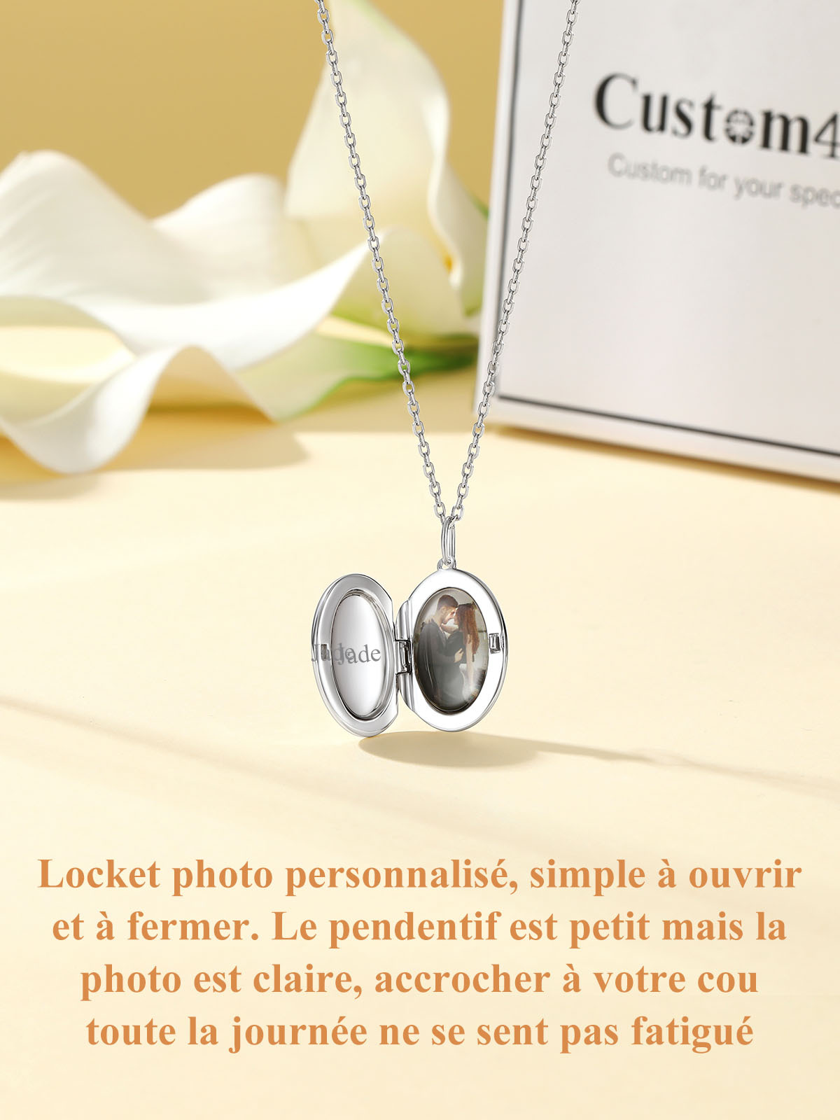 Collier-Médaillon-Ovale-Personnalisé-Photo-argente
