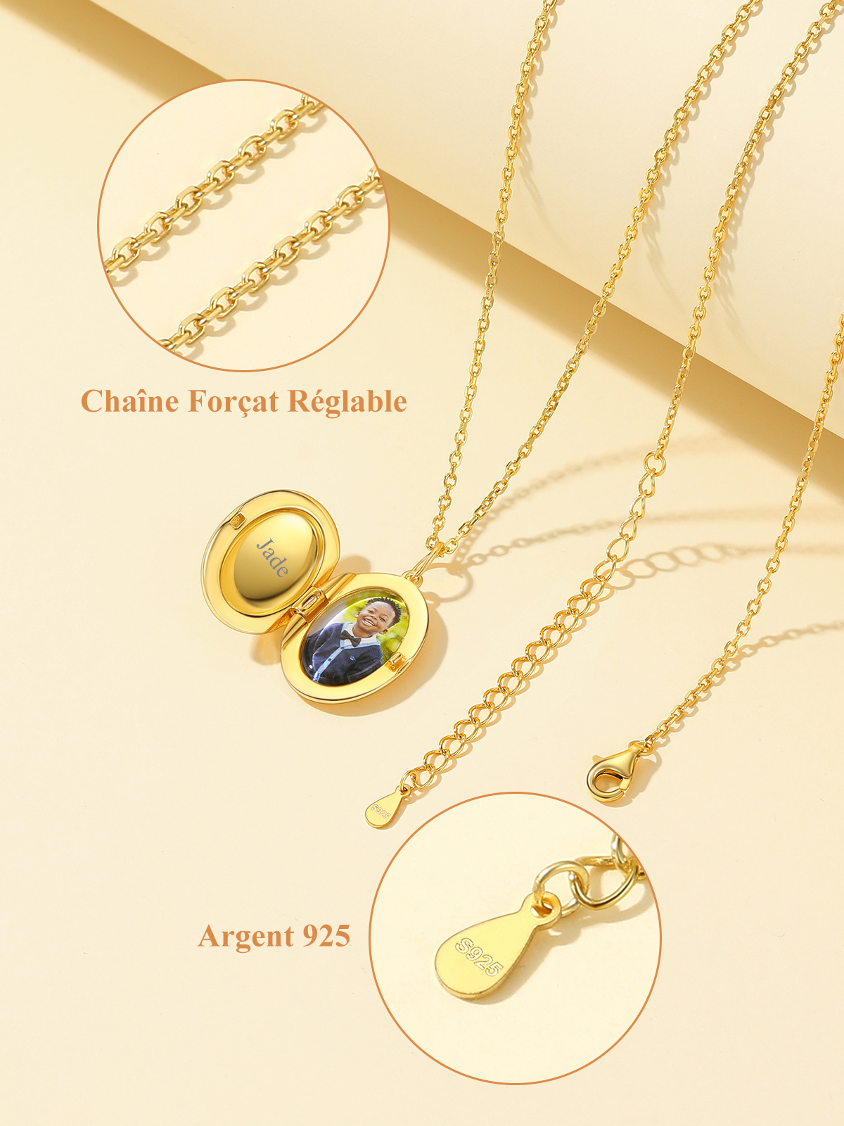 Collier-Médaillon-Ovale-Personnalisé-Photo-chaine