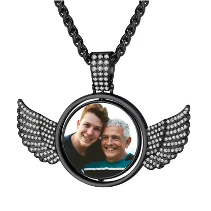 Collier Médaillon Photo Personnalisé Double Face pour Homme et Femme noir