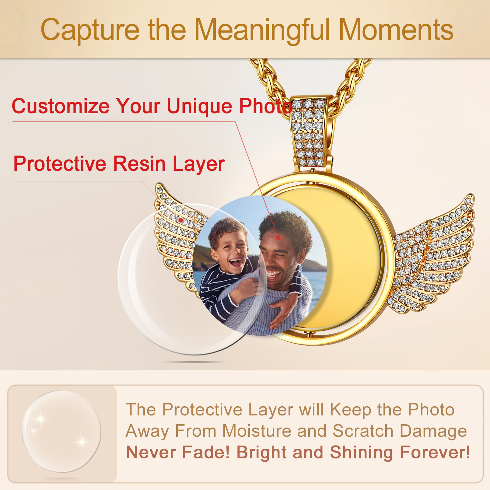 Collier Médaillon Photo Personnalisé Double Face protective